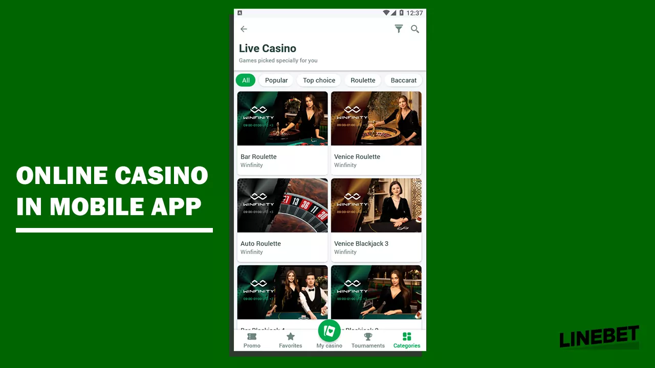linebet casino games in app